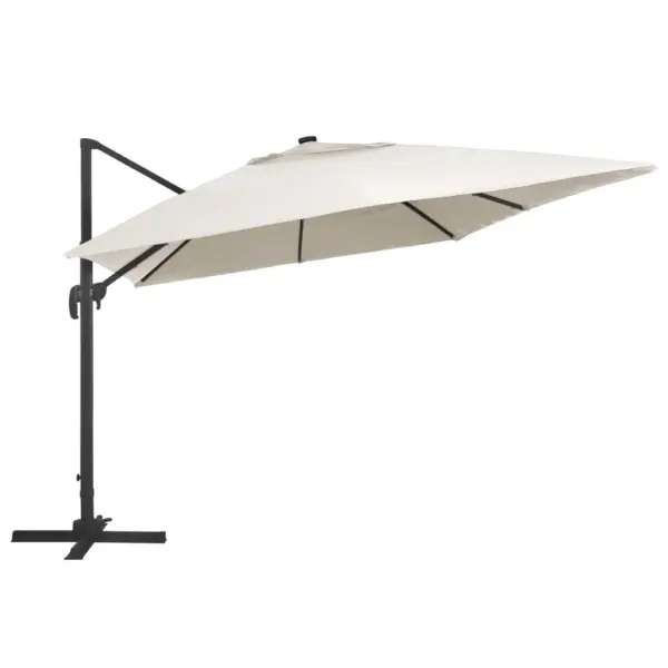 Päikesevari LED-tuledega, liivakarva, 400 x 300 cm, alumiiniumpostiga, kallutatav ja pööratav – 3
