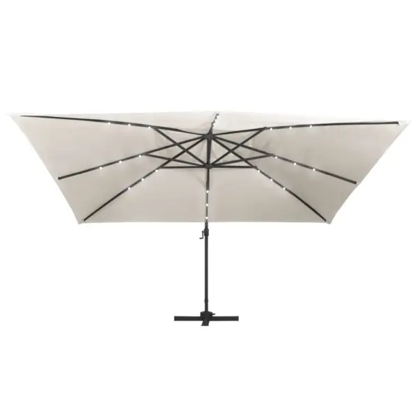 Päikesevari LED-tuledega, liivakarva, 400 x 300 cm, alumiiniumpostiga, kallutatav ja pööratav – 4