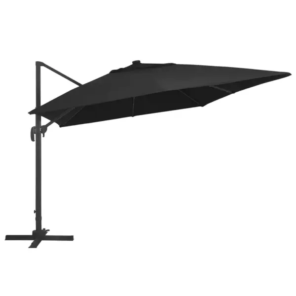 Päikesevari LED-tuledega, must kattega, alumiiniumpost ja ristalus, 400 x 300 cm – 3