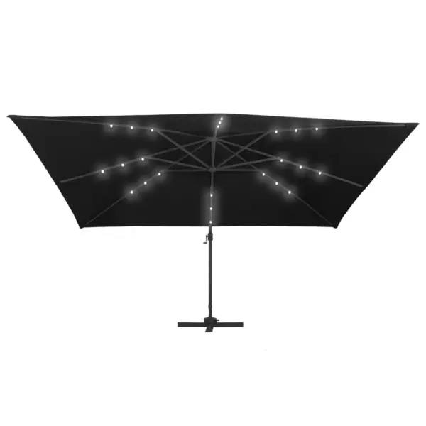 Päikesevari LED-tuledega, must kattega, alumiiniumpost ja ristalus, 400 x 300 cm – 4