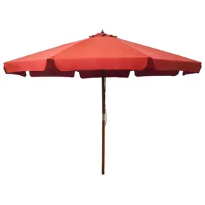 Päikesevari puidust postiga, terrakota, diameeter 330 cm