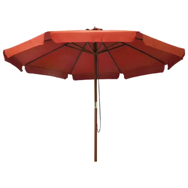 Päikesevari puidust postiga, terrakota, diameeter 330 cm – 2
