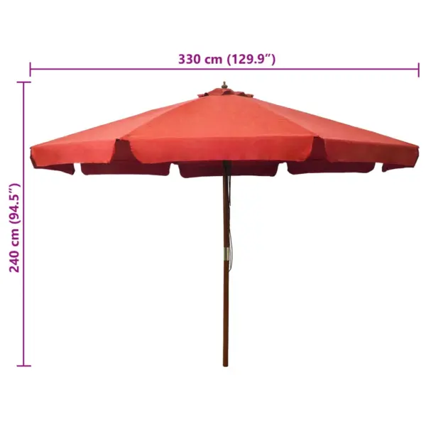 Päikesevari puidust postiga, terrakota, diameeter 330 cm – 5