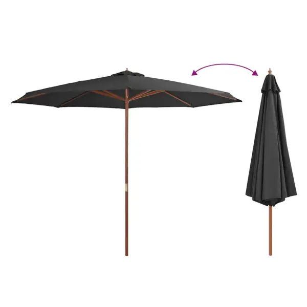 Päikesevari puidust postiga, antratsiithall, 350 cm – 3