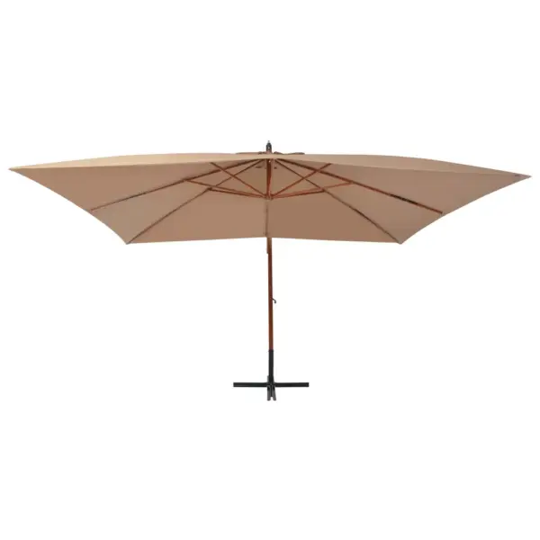 Päikesevari lamineeritud bambus- ja kuusepuidust postiga, pruunikashall, 400 x 300 cm – 2