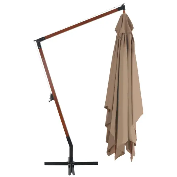 Päikesevari lamineeritud bambus- ja kuusepuidust postiga, pruunikashall, 400 x 300 cm – 3