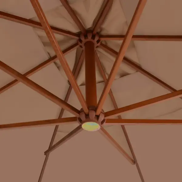 Päikesevari lamineeritud bambus- ja kuusepuidust postiga, pruunikashall, 400 x 300 cm – 4