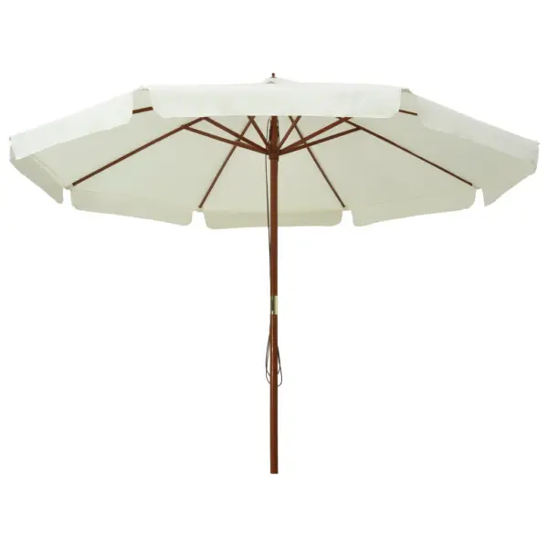 Päikesevari puidust postiga, liivavalge, 330 cm – 2