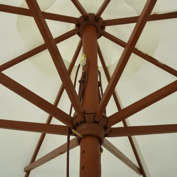 Päikesevari puidust postiga, liivavalge, 330 cm – 4