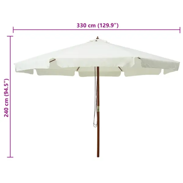 Päikesevari puidust postiga, liivavalge, 330 cm – 5