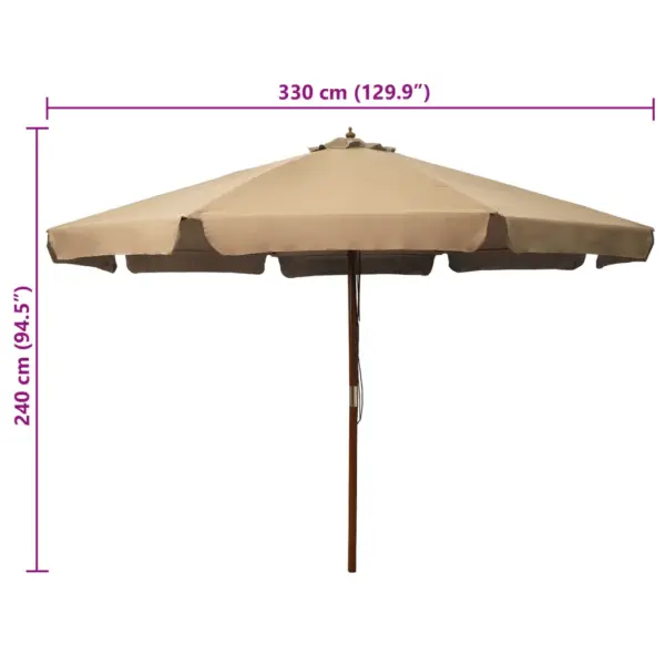 Päikesevari puidust postiga, pruunikashall, 330 cm – 5