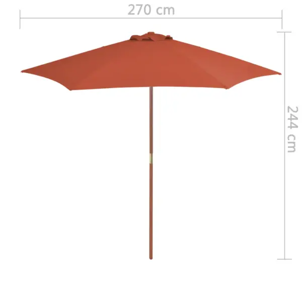 Päikesevari puidust postiga, terrakota, 270 cm – 6