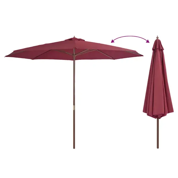 Päikesevari puidust postiga, veinipunane, 350 cm – 3