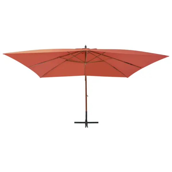Päikesevari puitpostiga ristalusel, terrakota, 400 x 300 cm – 2