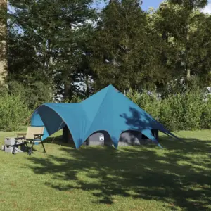 3-kohaline pere teepee telk 3-ühes katusega, sinine/hall, 312 x 312 x 197 cm