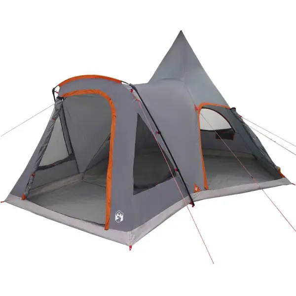 Pere teepee telk 5 inimesele, hall ja oranž, vettpidav 185T polüester, 545 x 450 x 295 cm – 2