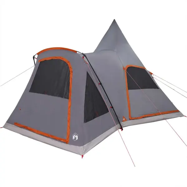 Pere teepee telk 5 inimesele, hall ja oranž, vettpidav 185T polüester, 545 x 450 x 295 cm – 4