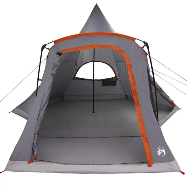 Pere teepee telk 5 inimesele, hall ja oranž, vettpidav 185T polüester, 545 x 450 x 295 cm – 5