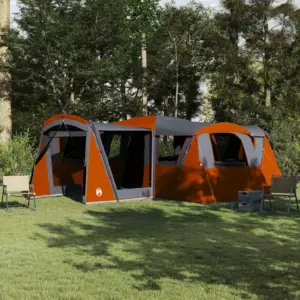 Peretelk verandaga 20 inimesele, hall/oranž, 745 x 700 x 217 cm