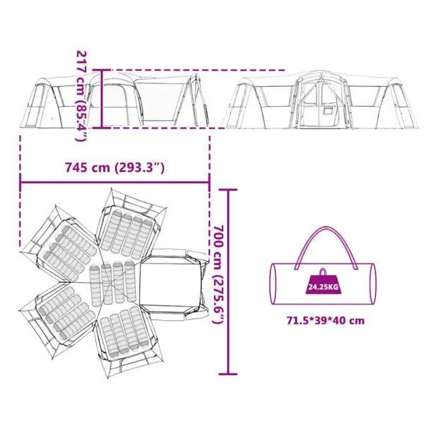 Peretelk verandaga 20 inimesele, hall/oranž, 745 x 700 x 217 cm – 11