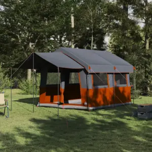 Peretelk 4-inimesele verandaga, hall ja oranž, 324 x 255 x 230 cm