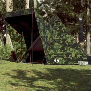 Veekindel kamuflaaž peretelk 6 inimesele, tipi-kujuline verandaga, 408 x 350 x 240 cm