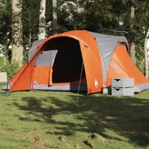 Veekindel kuppel-peretelk 6 inimesele, hall ja oranž, PU-kattega 185T polüester, 375 x 225 x 176 cm