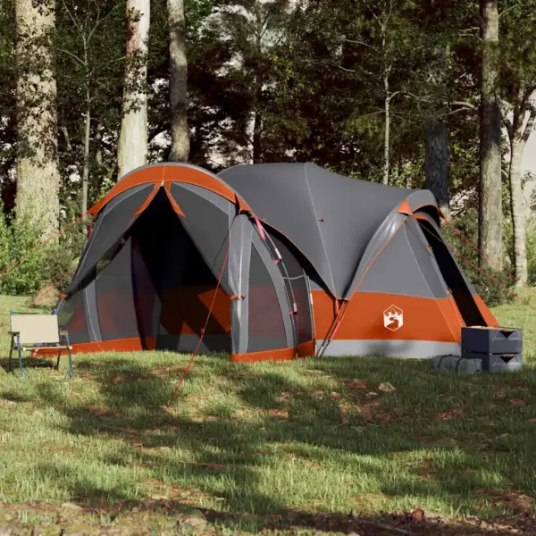 Veekindel peretelk 8 inimesele, tipi stiilis, hall ja oranž, 490 x 459 x 196 cm – 3