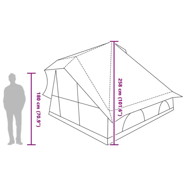 8-kohaline tipi-stiilis peretelk katusega, hall ja oranž, taft, 358 x 296 x 258 cm – 13