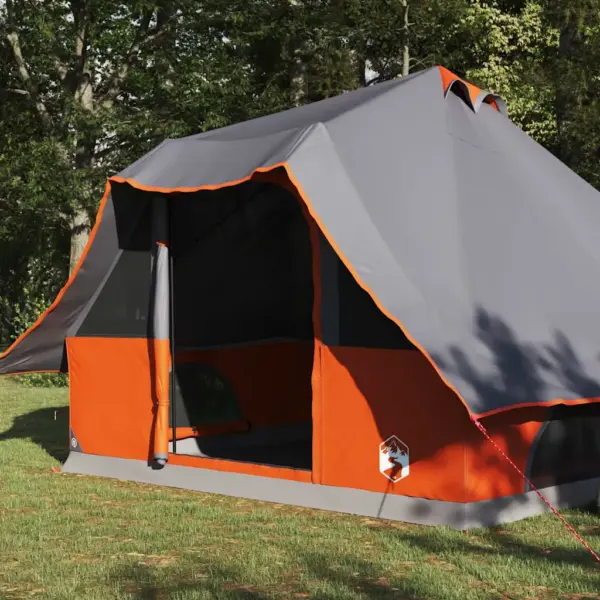 8-kohaline tipi-stiilis peretelk katusega, hall ja oranž, taft, 358 x 296 x 258 cm – 3