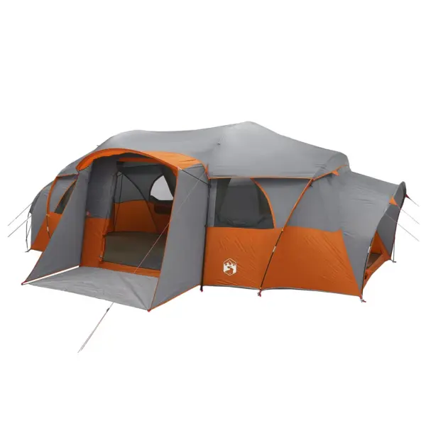 Peretelk tunnelkonstruktsiooniga vihmakattega, veekindel, hall/oranž, 10 inimesele, 580 x 307 x 208 cm – 2
