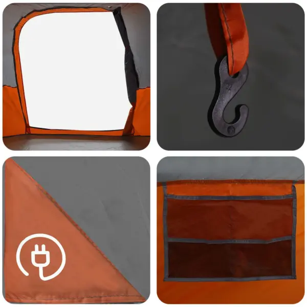 Peretelk tunnelkonstruktsiooniga vihmakattega, veekindel, hall/oranž, 10 inimesele, 580 x 307 x 208 cm – 8