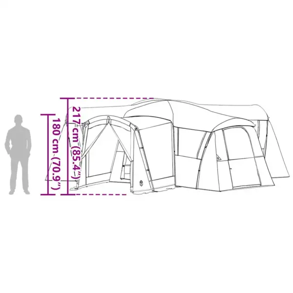 Peretelk verandaga, 20-kohaline, sinine-hall, 745 x 700 x 217 cm – 13