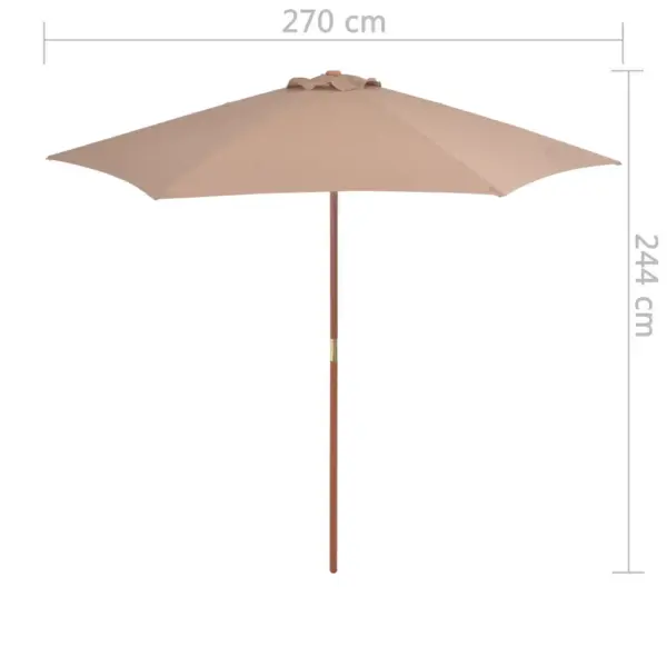 Aiapäikesevari bambus- ja lehtpuidust postiga, 270 cm, pruunikashall - 6