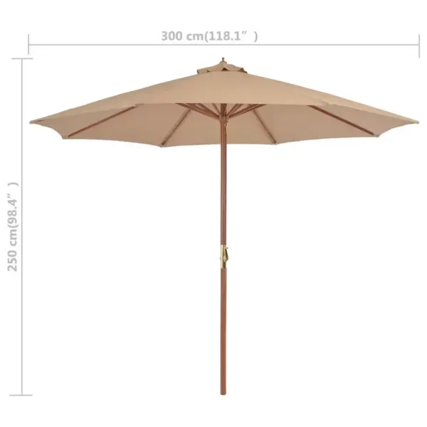 Aia päikesevari puidust postiga, pruunikashall, 300 cm – 7