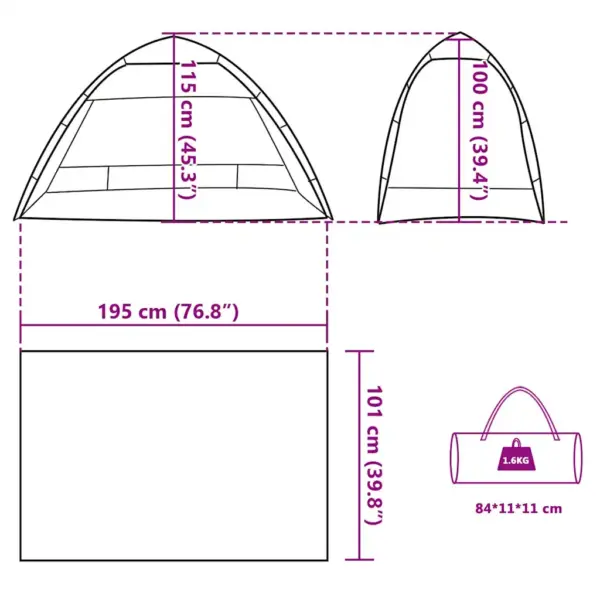 Rannatelk 2 inimesele, hall, kiirvabastusega, veekindel – 12