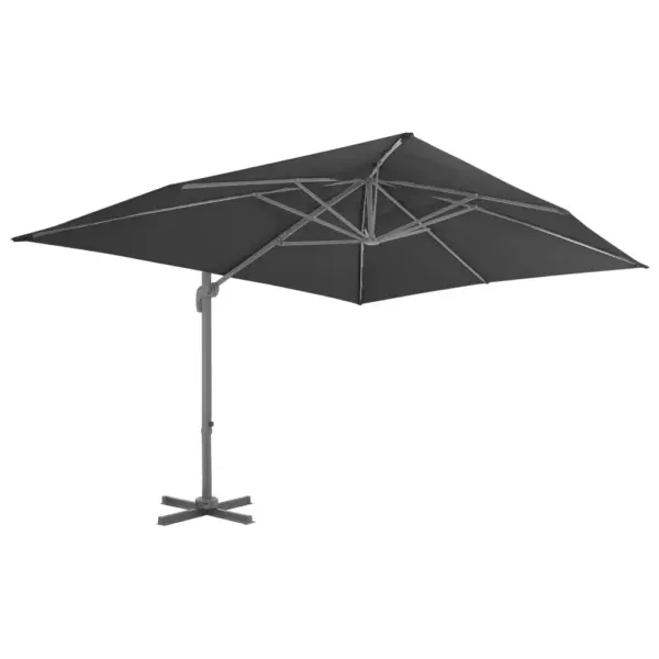 Rippuv aiapäikesevari alumiiniumpostiga, kallutatav ja 360° pöörlev, 400 x 300 cm, antratsiithall – 2