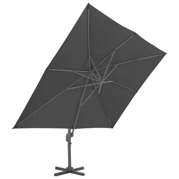 Rippuv aiapäikesevari alumiiniumpostiga, kallutatav ja 360° pöörlev, 400 x 300 cm, antratsiithall – 3