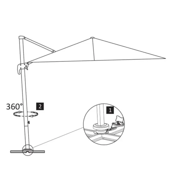 Rippuv aiapäikesevari alumiiniumpostiga, kallutatav ja 360° pöörlev, 400 x 300 cm, antratsiithall – 8
