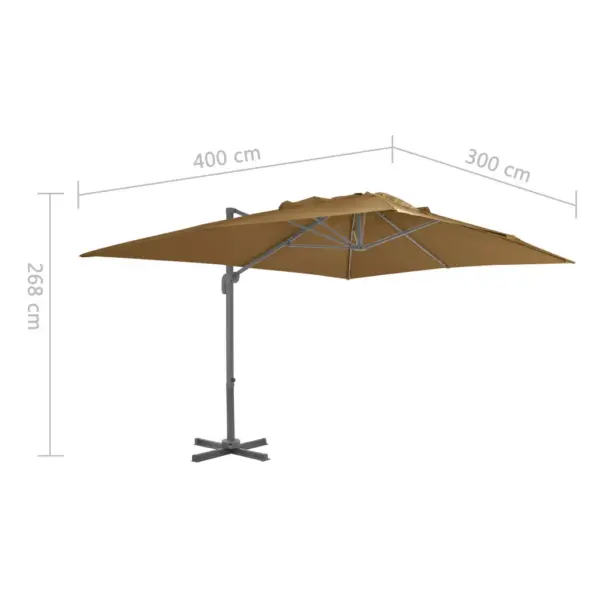 Rippuv aiapäikesevari alumiiniumpostiga, taupe, 400 x 300 cm – 9