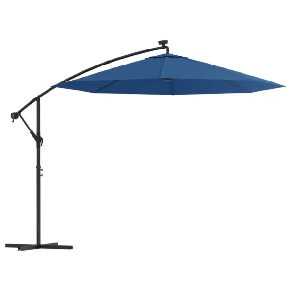 Rippuv LED-päikesevari ristalusega, taevasinine, 300 cm – 2