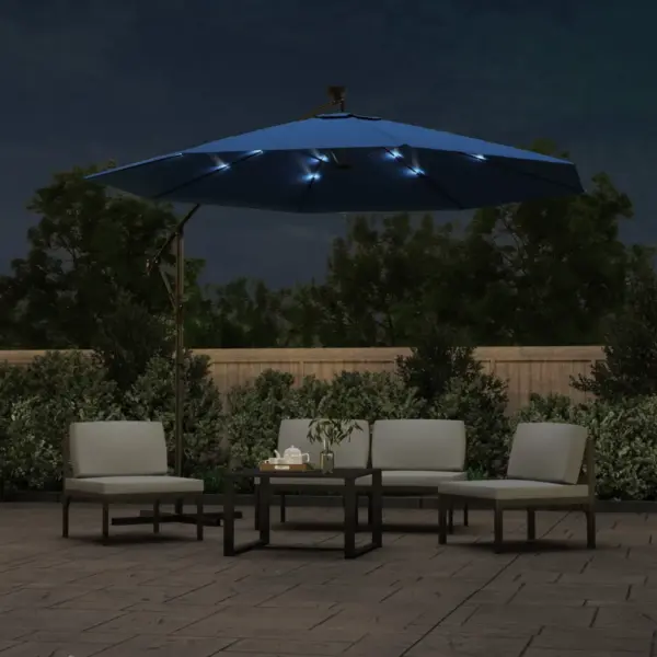 Rippuv LED-päikesevari ristalusega, taevasinine, 300 cm – 3