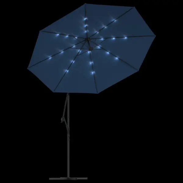 Rippuv LED-päikesevari ristalusega, taevasinine, 300 cm – 6