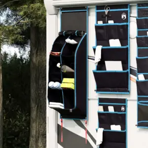 Rippuv matkatarvete hoiukott, must-sinine Oxford, 140 x 40 cm