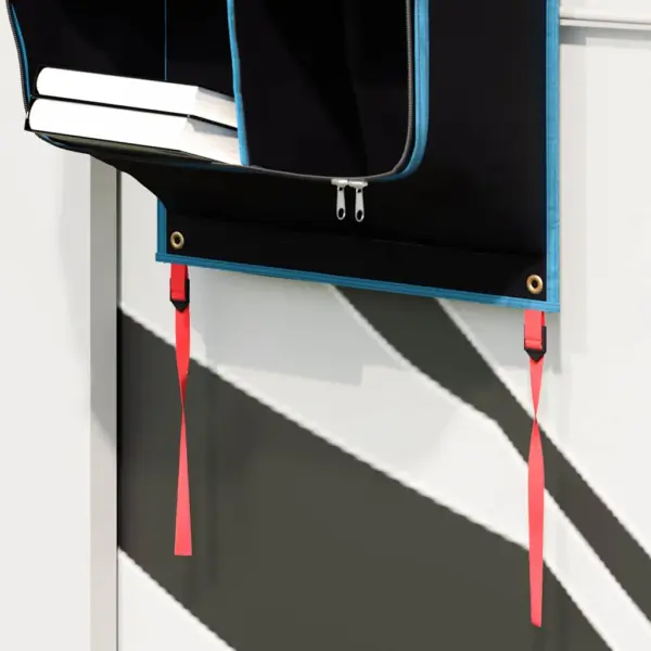 Rippuv matkatarvete hoiukott, must-sinine Oxford, 140 x 40 cm – 5