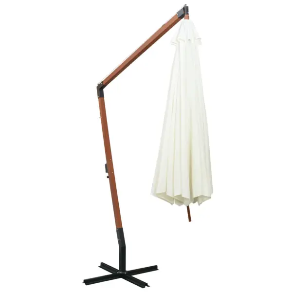 Rippuv päikesevari vändamehhanismiga, 350 cm, valge, okaspuidust post ja raudristalus - 4