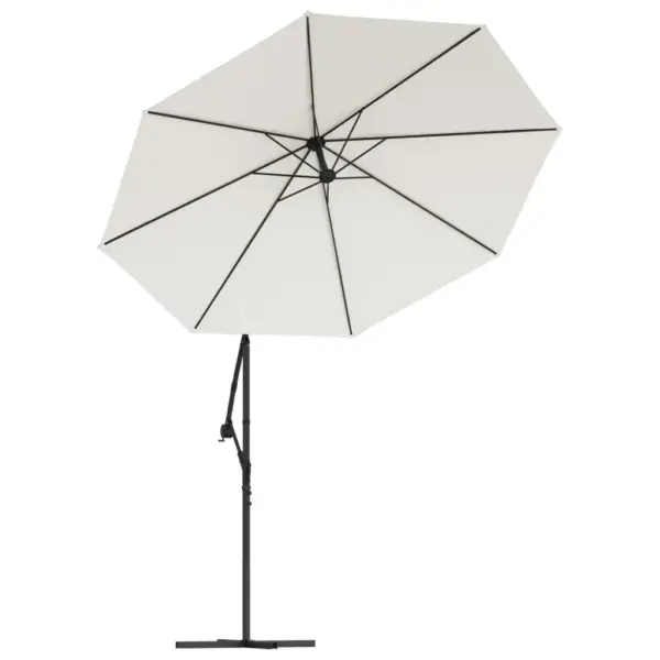 Rippuv päikesevari LED-tuledega, 300 cm, liivakarva, metallpostiga – 5
