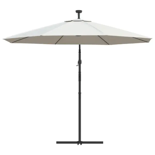 Rippuv päikesevari LED-tuledega, 300 cm, liivakarva, metallpostiga – 7