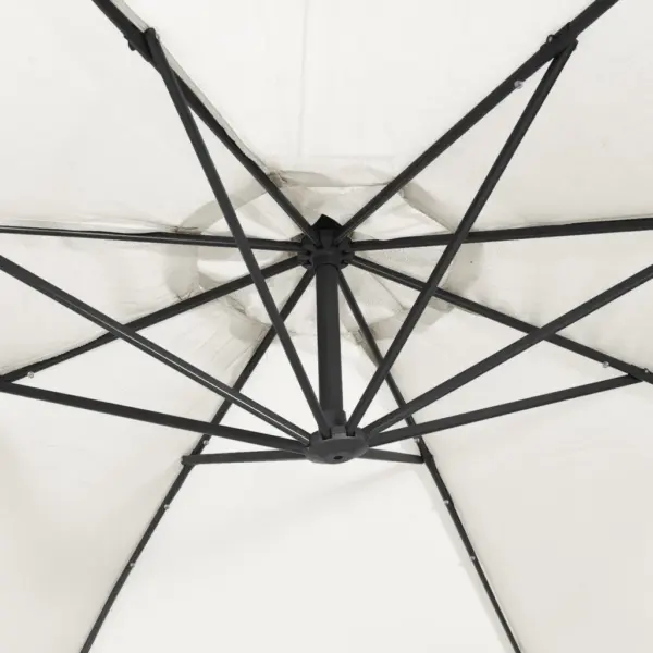 Rippuv päikesevari LED-tuledega, 300 cm, liivakarva, metallpostiga – 9