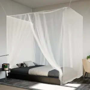 Rippuv sääsevõrk voodile, valge polüester, 220 x 100 x 150 cm, 156 võrguauku